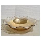 Vintage wavy edge carnival glass bowl