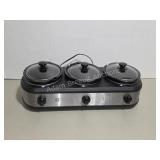 TRU 3x2.5 Quart Slow Cooker Buffet Server Black