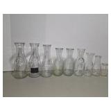 Lot 9 Vintage Clear Glass Milk Juice Bottles