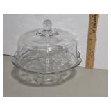 Vintage decorative clear glass cake dish