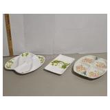 Vintage Lefton Floral Divided Serving Trays 3pc