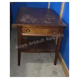 Vintage Dark Wood Nightstand Side Table Drawer