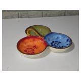 3 Section Hand Painted Ceramic Serving Dish by