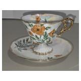 August Poppy Lusterware Pedestal Teacup