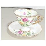 June Rose Lusterware Pedestal Teacup Saucer