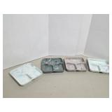 Vintage Dow Styrene Divided Plates Set of 4