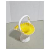 Vintage Yellow White Milk Glass Basket