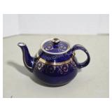 Vintage Halls Cobalt Blue Gold Floral Teapot