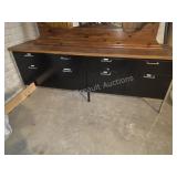 Brown Formica Top Black Metal Storage Desk