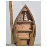 Wooden Boat Nautical Shelf Lighthouse