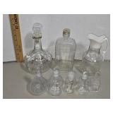 Lot 8 Vintage Clear Glass Decanters Bottles