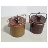 Pair Vintage Brown Cheese Crocks