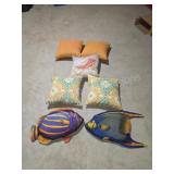 Assorted throw pillows