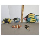 Five assorted decorative wall fish decor