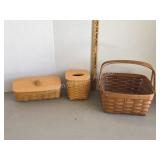 3 assorted Longaberger baskets