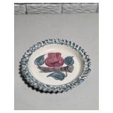 Vintage Pottery Scalloped Pie Plate with Painted