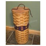 Amish Handwoven Tall Basket with Wood Lid by Mose