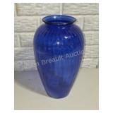 Large Cobalt Blue Ribbed Glass VaseLarge cobalt