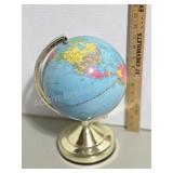 Colorful Desktop World Globe Brass BaseVintage