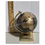 Brass Desktop World Globe Black Gold 8in Tall