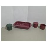 Longaberger Pottery Red Green Bakeware