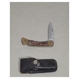Vintage Buck Folding Pocket Knife with Sheath