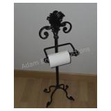 Decorative black wrought iron toilet paper holder