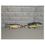 Pair of Large Carved Wood Fish Wall Decor Bass