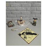 Fishing Theme Figurine Collection with Sign and