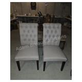 Pair Light Gray Tufted Upholstered Dining