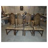 Set of 4 Dark Wood Cane Back Dining ChairsSet