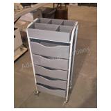 Rolling Utility Cart Gray Fabric Drawers Power