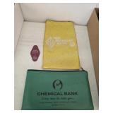 Two vintage zippered deposit bags, Chemical Bank,