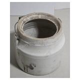 Vintage White Stoneware Crock Jar w Wire
