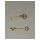 2 Vintage Brass Skeleton KeysPair of old-style