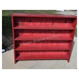 Custom Red Bookcase Lot. Set of two handcrafted