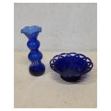 COBALT BLUE GLASS BUD VASE AND OPEN EDGE