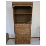 Vintage Oak Finish Secretary Desk With Bookcase