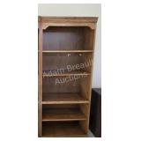 Vintage Oak Finish Five Shelf Open Bookcase. This