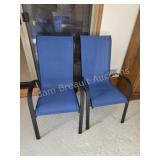 Pair of Blue Mesh Patio Chairs.