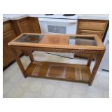 Vintage Oak Coffee Table with Glass Inserts.