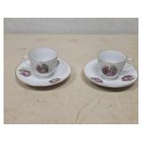 Pair of Vintage Porcelain Teacups & Saucers -