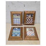 SET OF 4 FRAMED AMERICANA QUILT ART PRINTS.This