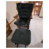 Vintage Oak Glider Rocker with Ottoman. This is a