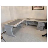 Large Gray L-Shaped Corner Desk. Spacious light