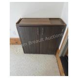 Vintage Dark Woodgrain Storage Cabinet Lot.