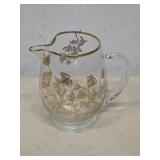 Vintage Gold Poppy Glass Pitcher with Gilt