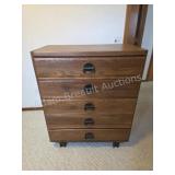 Vintage Kroehler Oak Five Drawer Tallboy Chest.