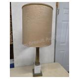 Vintage Neoclassical Brass and Marble Column Lamp