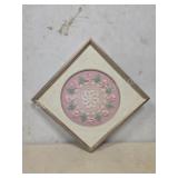 FRAMED HAND CROCHETED ROSE DOILY BY JULIA